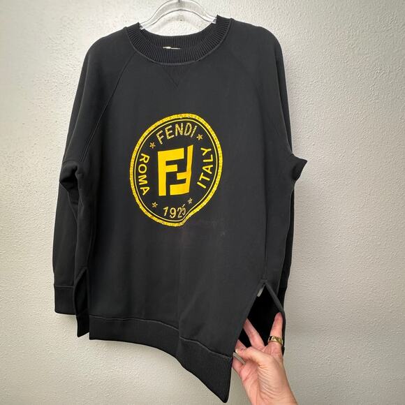 Fendi Black Roma 1925 Logo Crewneck Sweatshirt Women’s L - Picture 3 of 16